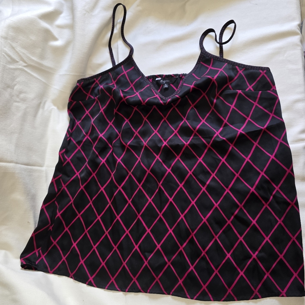 Express Multicolored Geometric Print Camisole Top Spaghetti Straps Sz Large